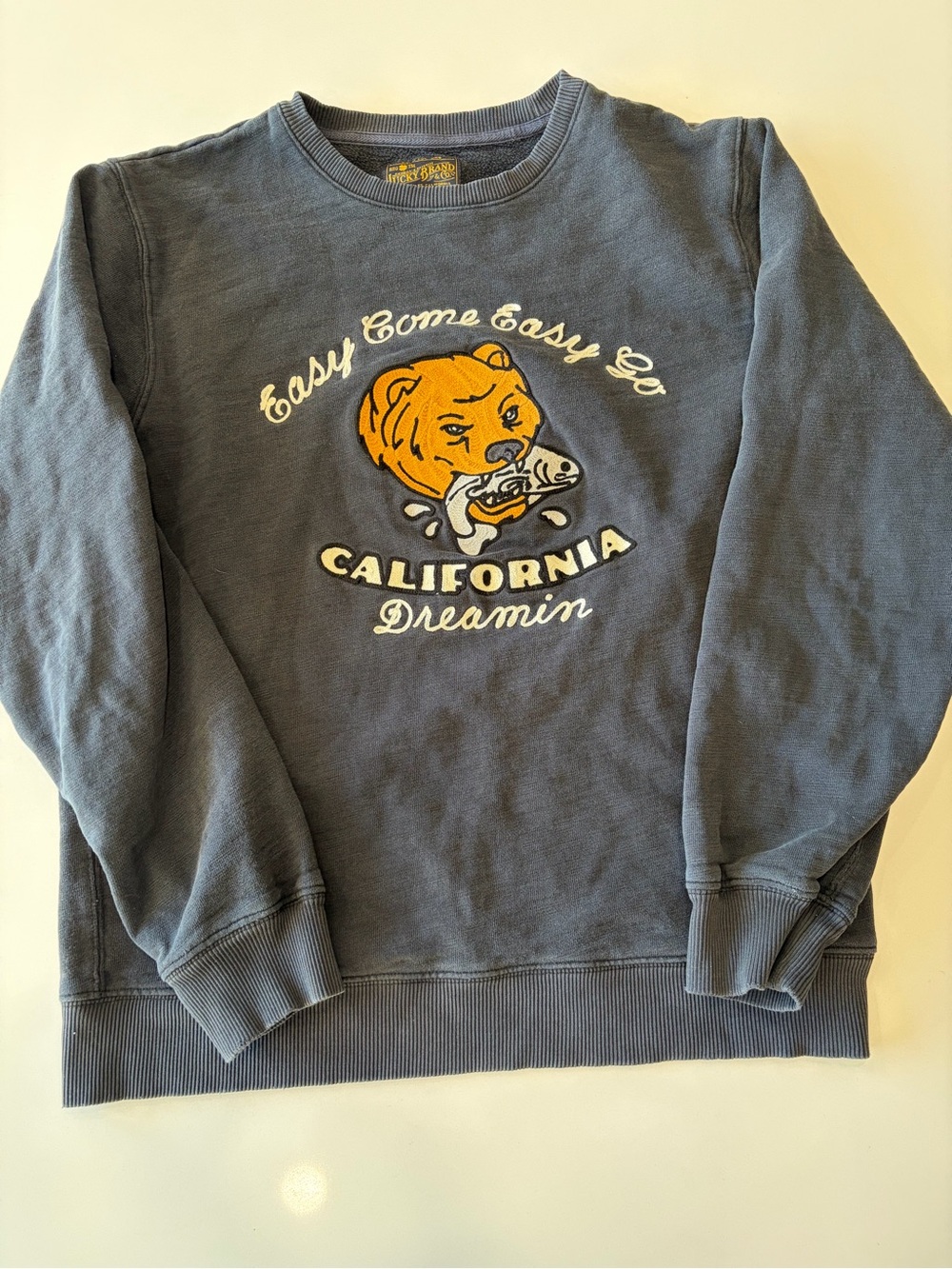 Lucky Brand Size Small “Easy Come Easy Go”Chain-stitched Sweatshirt